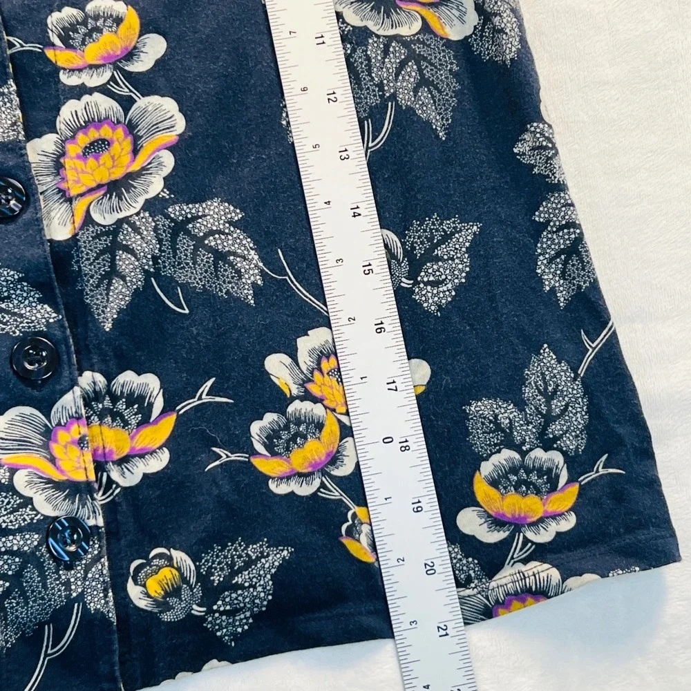 Vera Bradley Navy Blue Floral Pajama Set Small Long Sleeve Button Front Pants